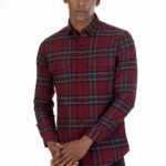 Men Maroon Windowpane Shirt | Burgundy Blaze