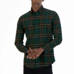 Men Green Flap Windowpane Shirt | Alpine Forest