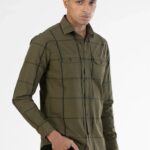 Men Khaki Twill Check Shirt | Desert Horizon