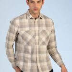 Men Beige  Plaid Shirt | Wheat