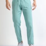 Men Relaxed Linen Drawstring Pants | Green