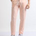Men Relaxed Linen Drawstring Pants | Orange