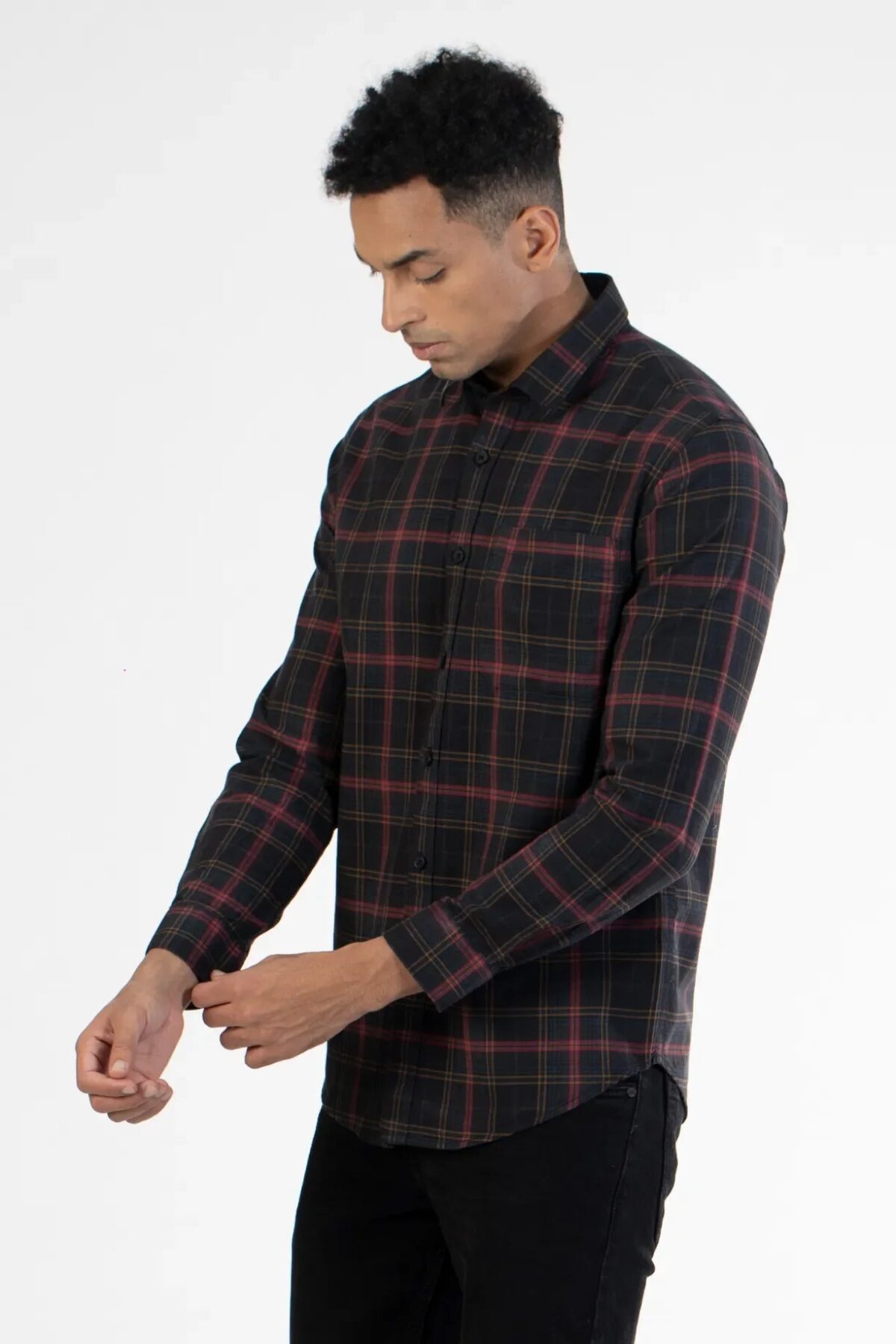 Men Olive Broad Check Shirt | Meadowlands
