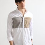 White Poline Casual Shirt with Finest Cut and Sew Style for Men