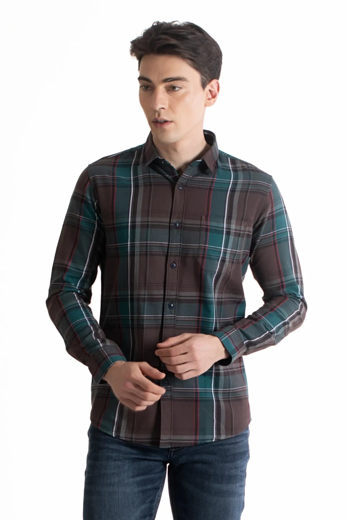Men Maroon Broad Check Shirt | Burgundy Hill