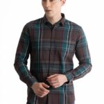 Men Maroon Broad Check Shirt | Burgundy Hill