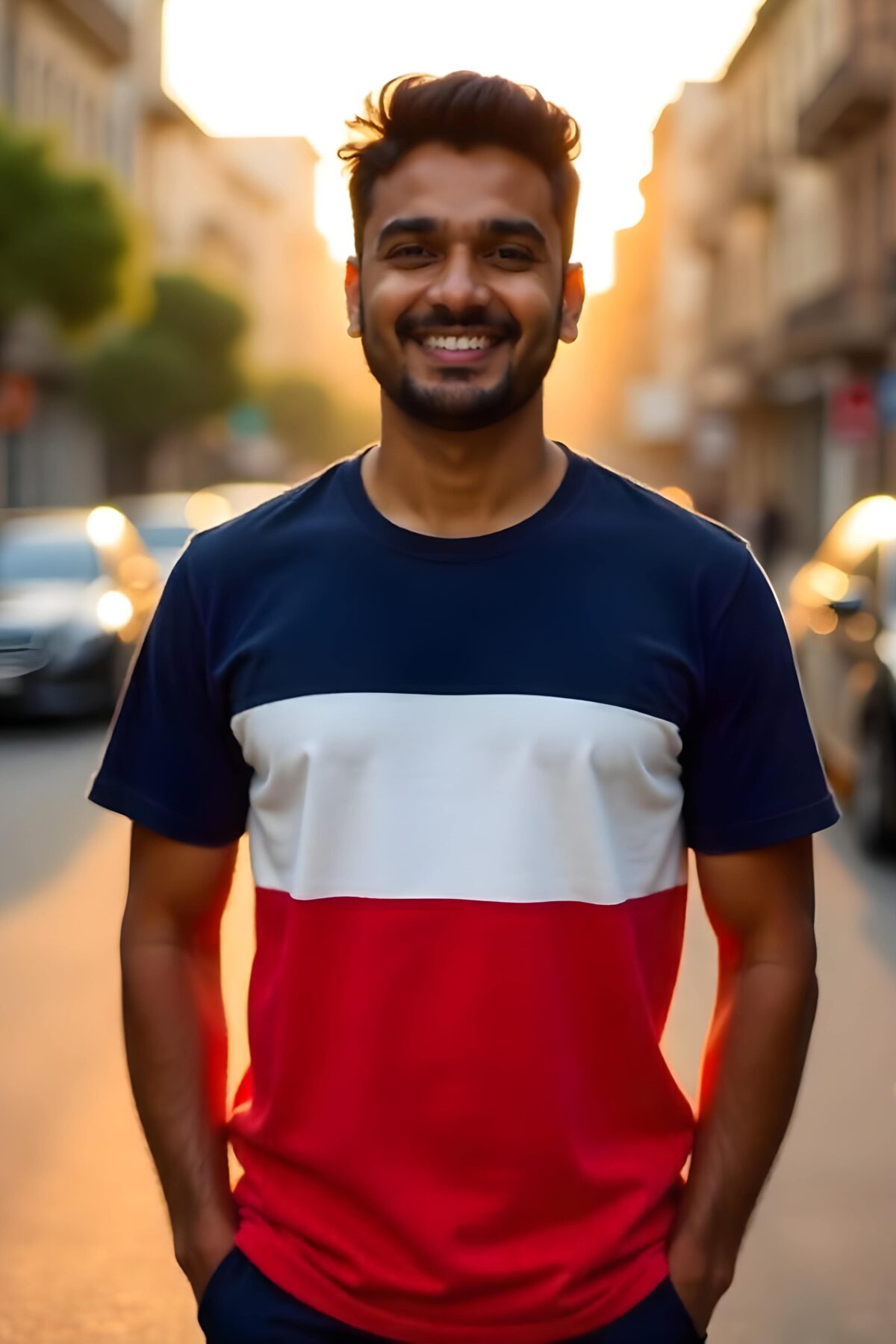 Men?s Tri-Color Soft Block Cotton T-Shirt