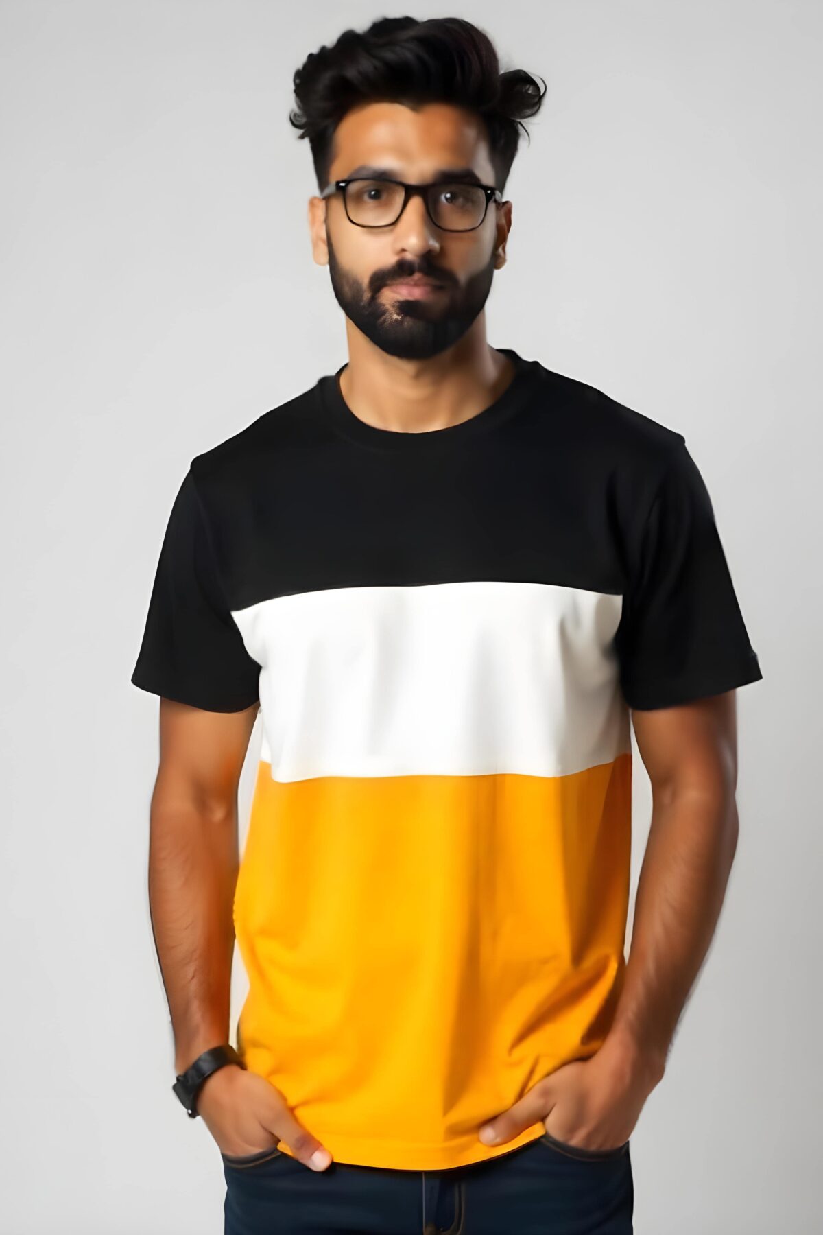 New Men?s Stylish Tri-Color Cotton T-Shirt