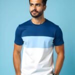 Modern Tri-Color Cotton T-Shirt for Men