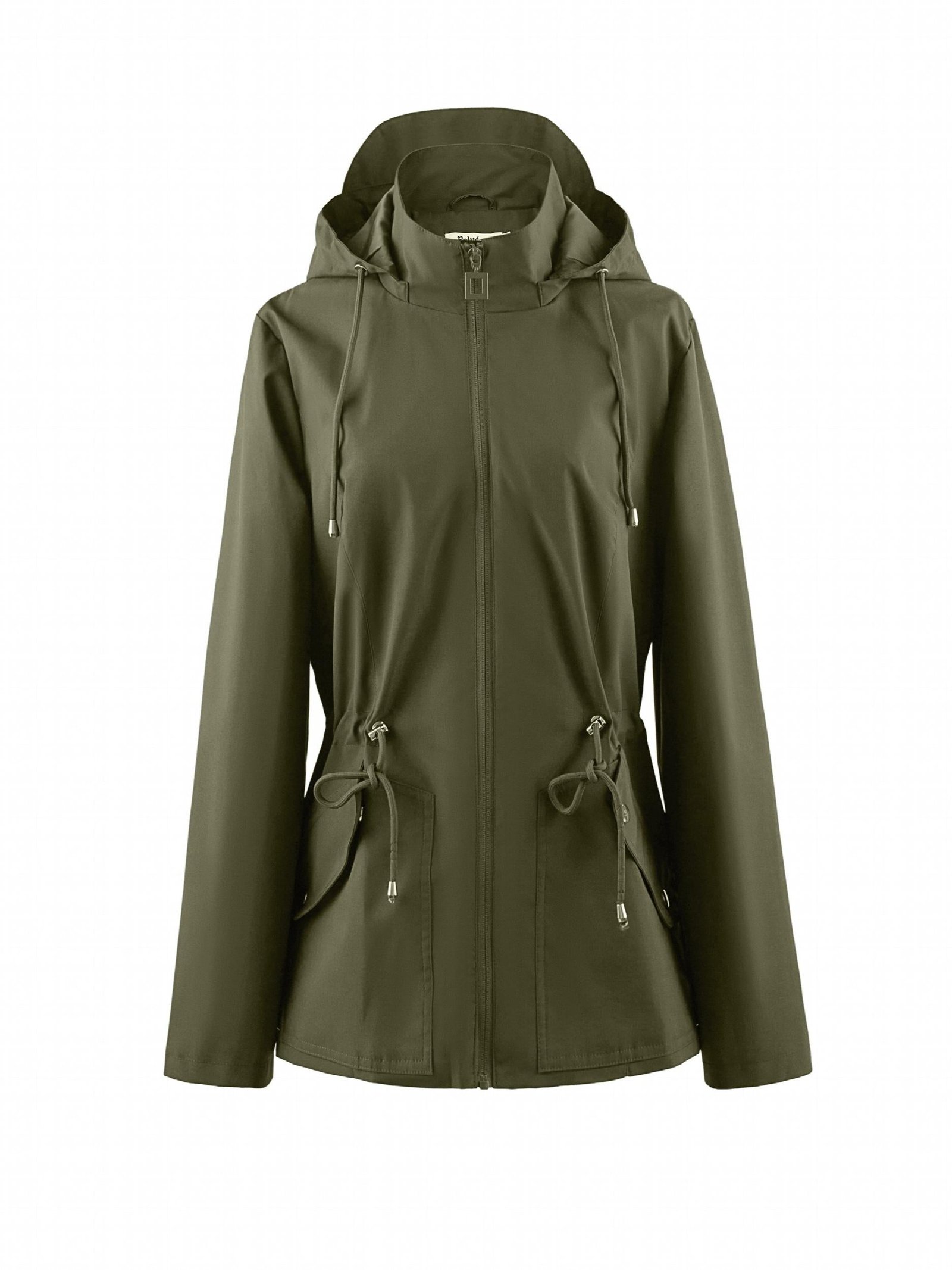Women's Green Waterproof Windbreaker Raincoat Lightweight Hooded Jacket