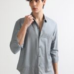 Ash Crushed Shirt for Men with Imported Fabric