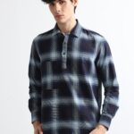 Men Navy Box Check Shirt | Midnight Sail