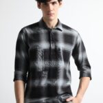 Men Retro Box Plaid Shirt | Carbon Black