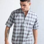 Men Grey Half Sleeve Kurta Shirt | Twilight Grey