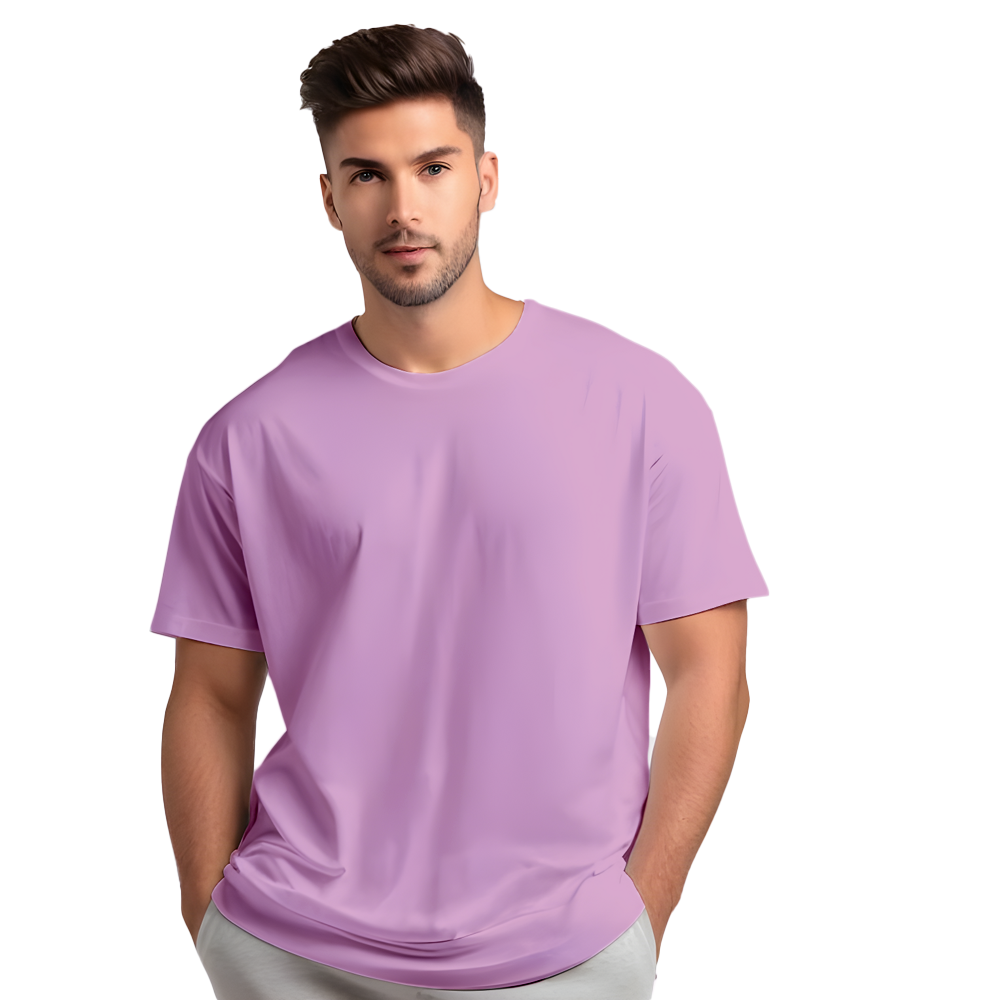 Lavender Drop Shoulder Plain Men T-Shirt
