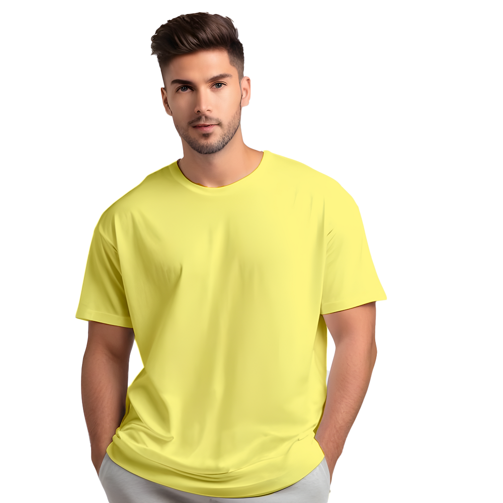Light Yellow Oversized Men T-Shirt with Drop Shoulders