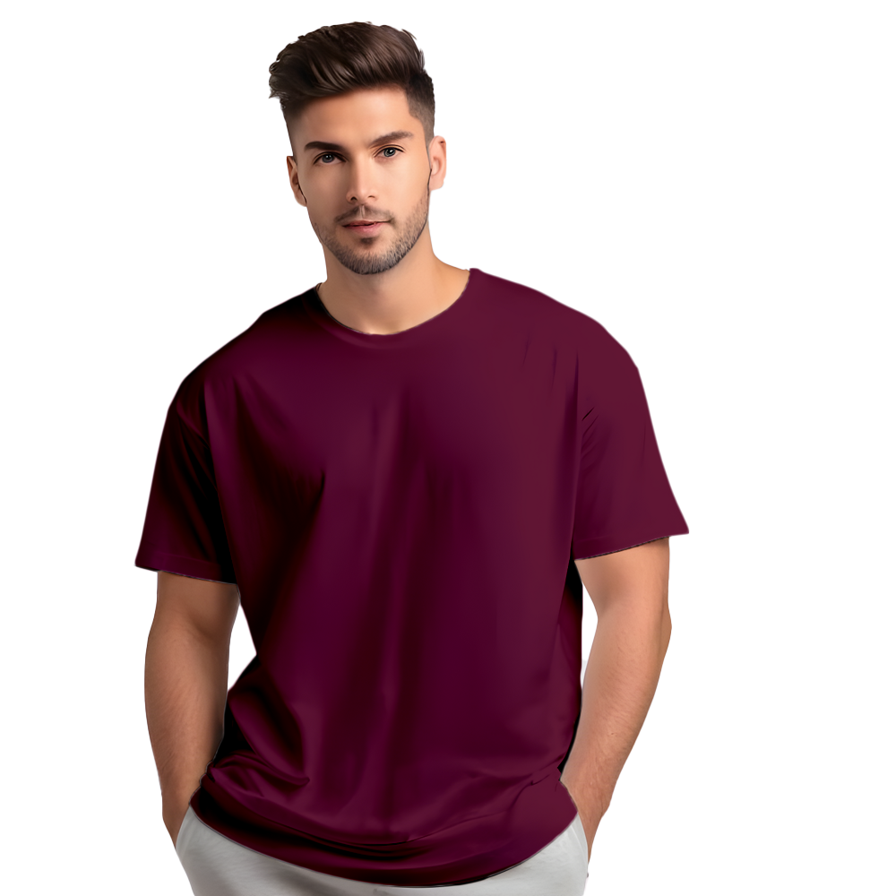 Maroon Oversized Drop Shoulder Men T-Shirt