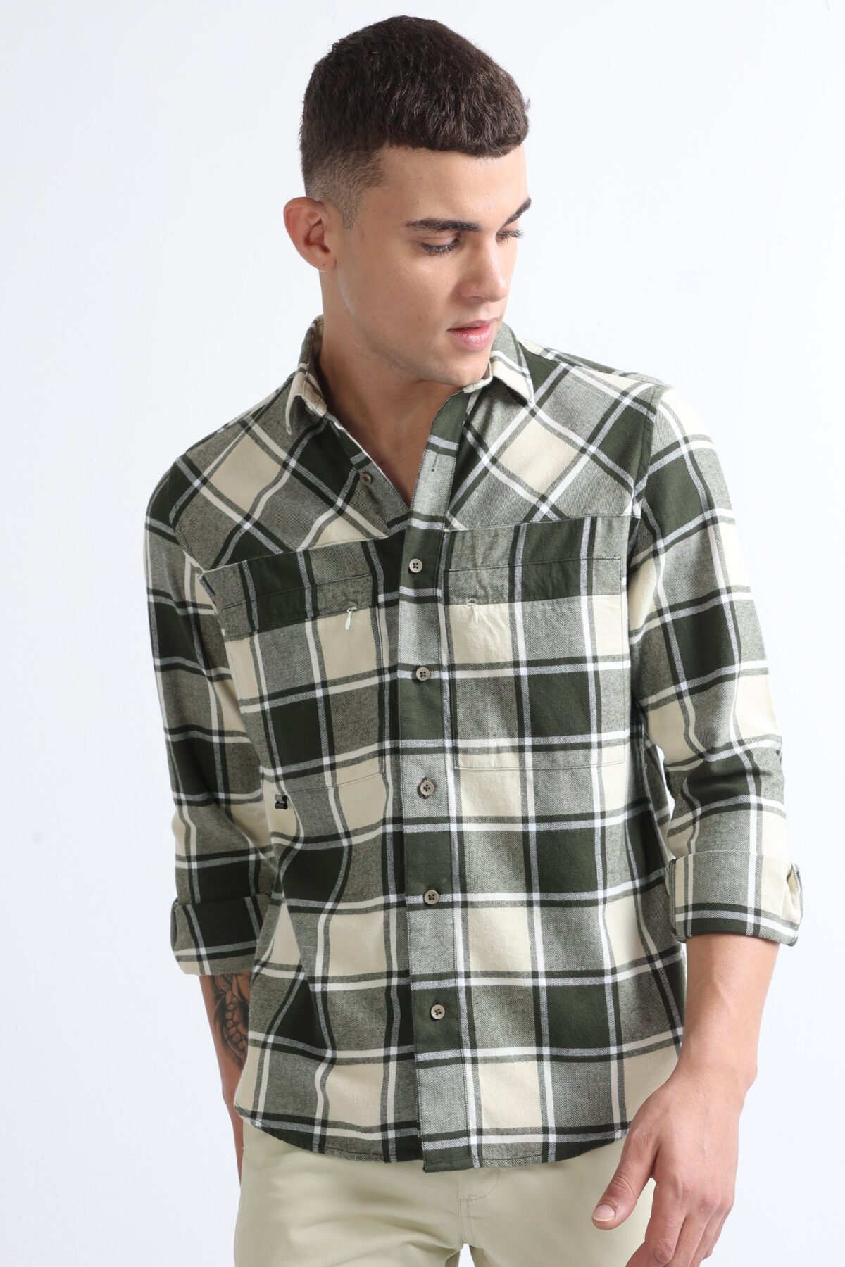 Men Heritage Madras Full Sleeve Shirt | Harvest Gold