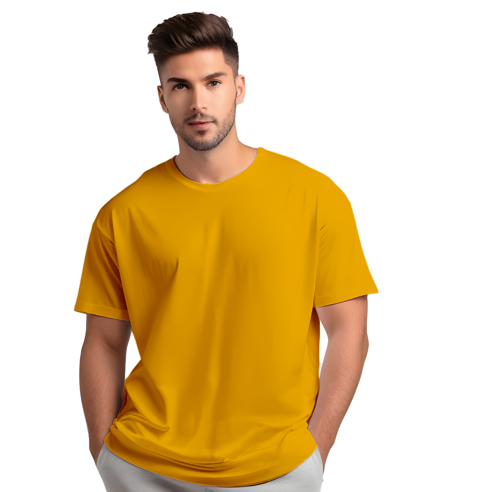 Mustard Yellow Drop Shoulder Oversized Men T-Shirt