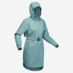 Women's Blue Waistband Waterproof Rain Jacket Lightweight Rain Protection