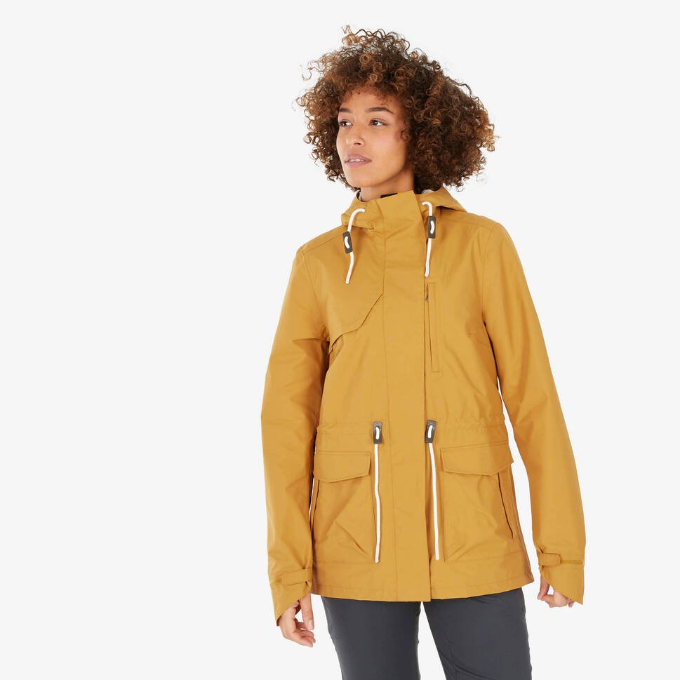 Women's Reinforced Full Zip Waterproof Rain Jacket with Zip Cover
