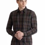 Men Plaid Tartan  Shirt | Peach Glow