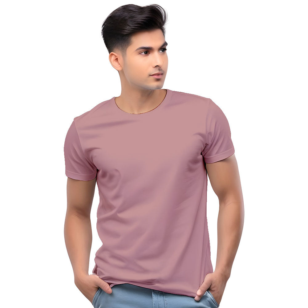 Plum Solid Cotton T-Shirt for Men
