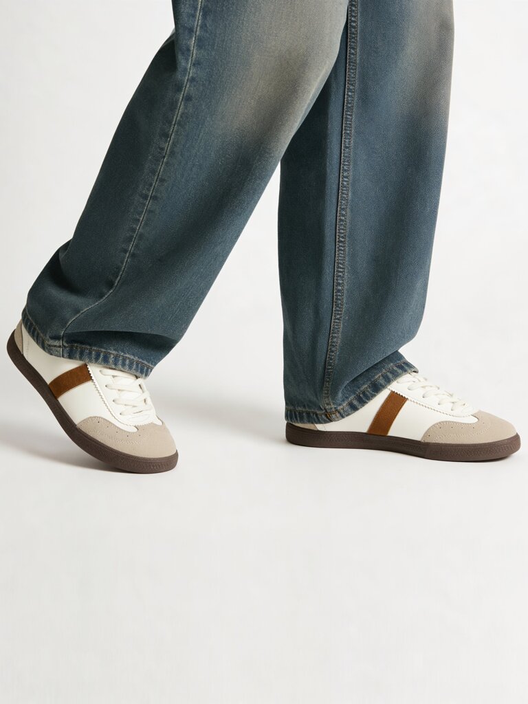 Fast Wear Beige Suede Lace-Up Sneakers