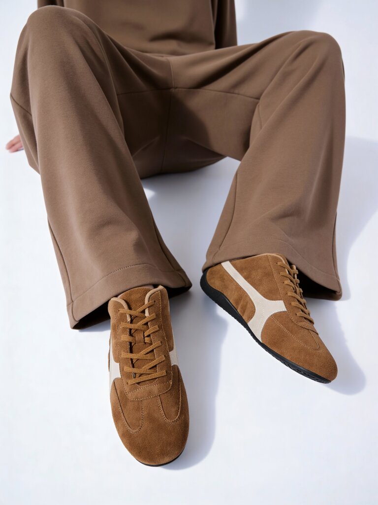 Fast Wear Brown Suede Leather Sneakers