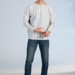 Blue Raglan Striped Men Shirt