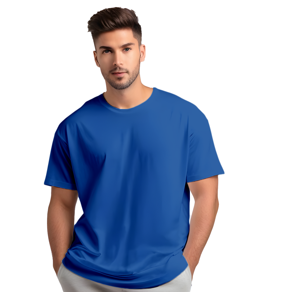 Royal Blue Oversized Men T-Shirt with Drop Shoulder Fit