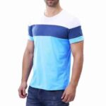 Tri-Color Cut-Sew Men?s Cotton T-Shirt