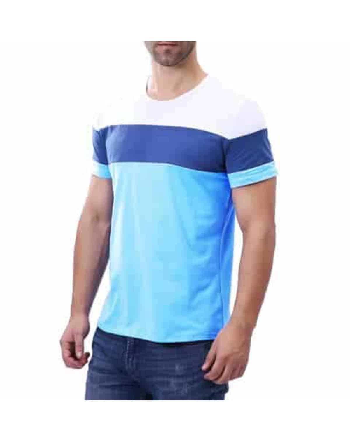 Tri-Color Cut-Sew Men?s Cotton T-Shirt
