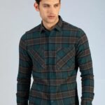 Men Teal Shadow Brushed Shirt | Glacier Teal