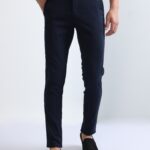 Men Elegant Cotton Stretch Trousers | Navy