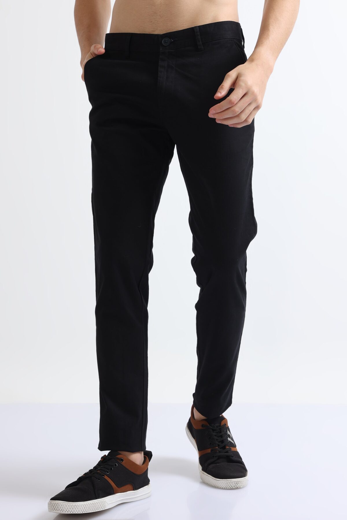 Men Elegant Cotton Stretch Trousers | Black