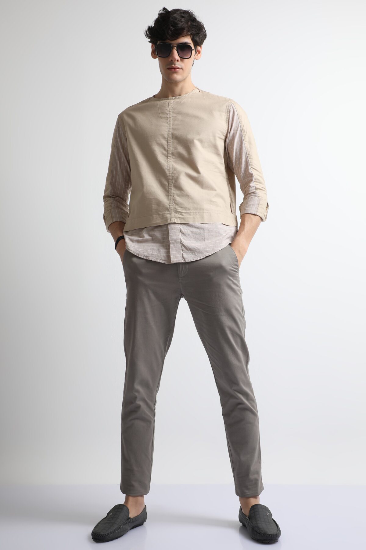 Men Elegant Cotton Stretch Trousers | Khaki