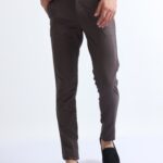 Men Elegant Cotton Stretch Trousers | Brown