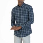 Men Peach Check Twill Shirt | Desert Sunset