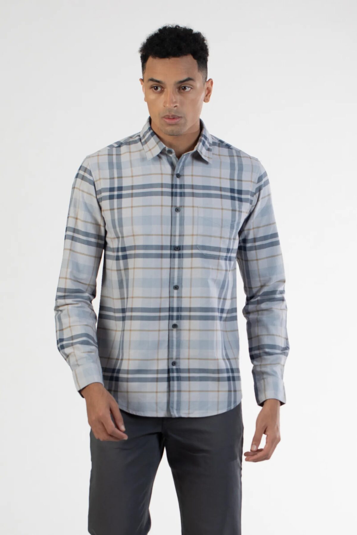 Men Brown Twill Shirt | Earthy Tones