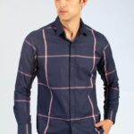 Men Navy Windowpane Shirt | Deep Sea
