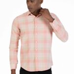 Men Navy Windowpane Linen Shirt | Storm Blue