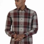 Men Maroon Flannel Shirt | Ember Twilight