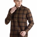 Men Brown Indigo Plaid Shirt | Canyon Glow