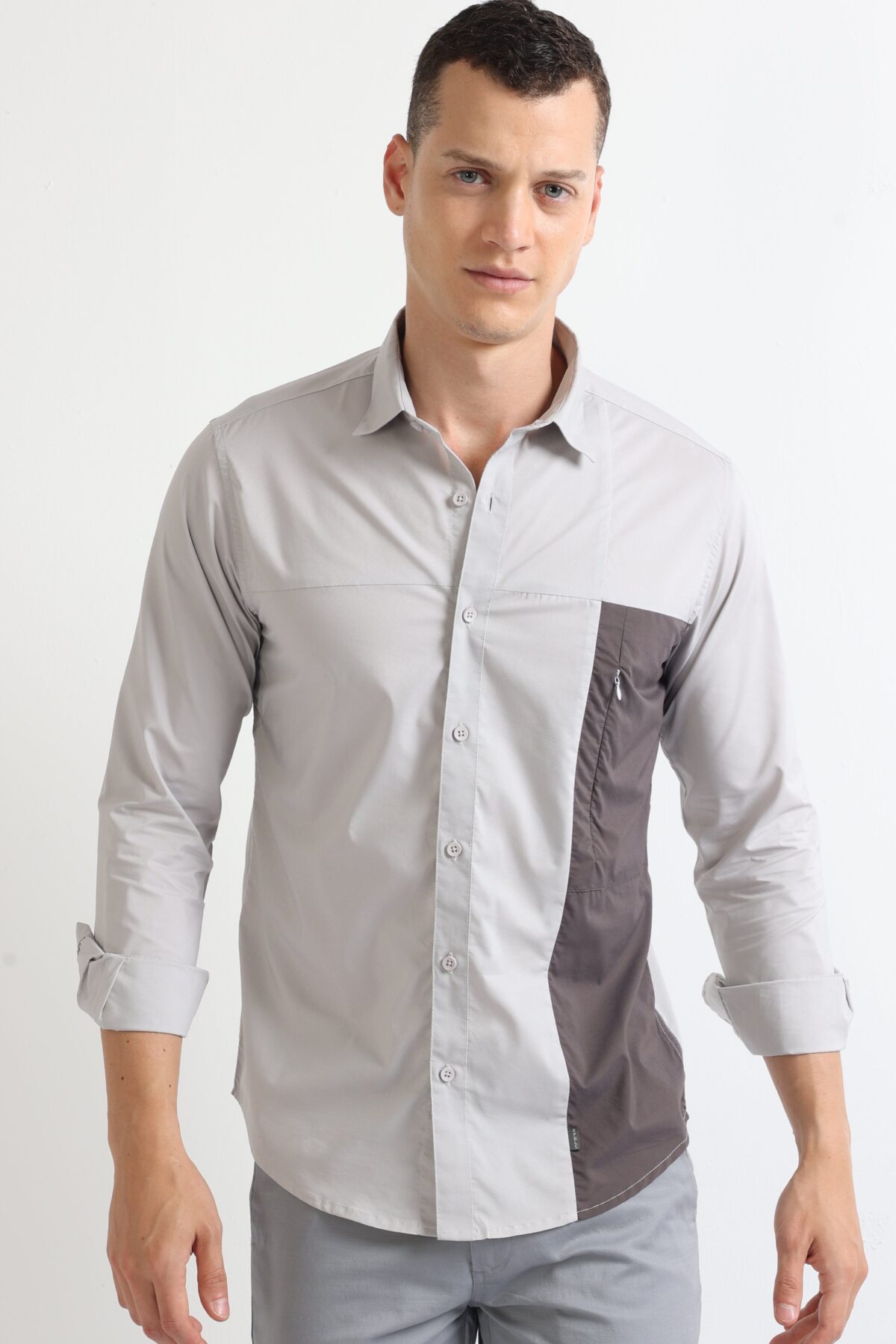 Ash Panel Shirt with Side Pockets for Timeless Style for Men
