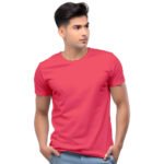 Tomato Red Solid Cotton T-Shirt for Men