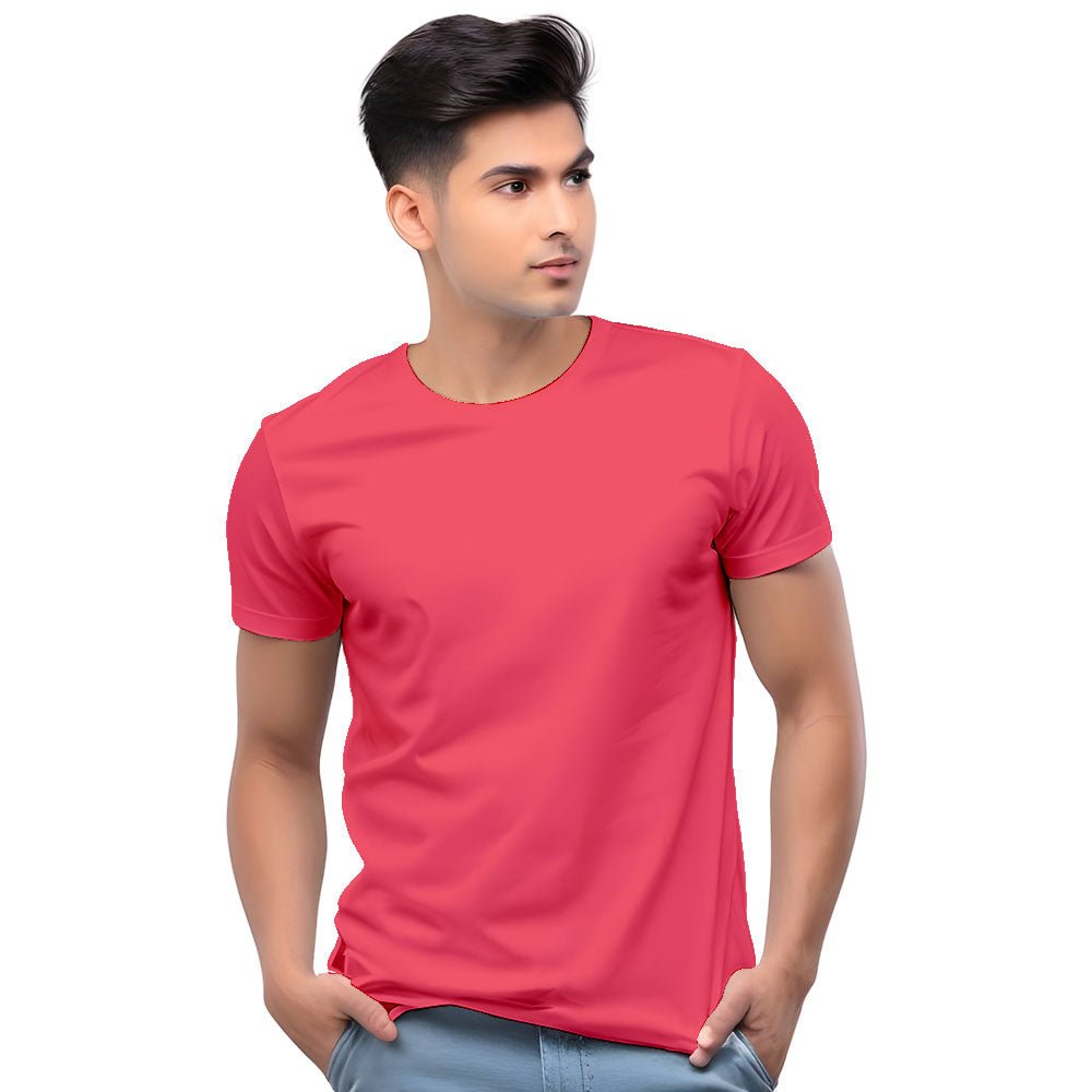 Tomato Red Solid Cotton T-Shirt for Men