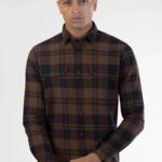 Men Warm Brown Plaid Shirt | Earthstone