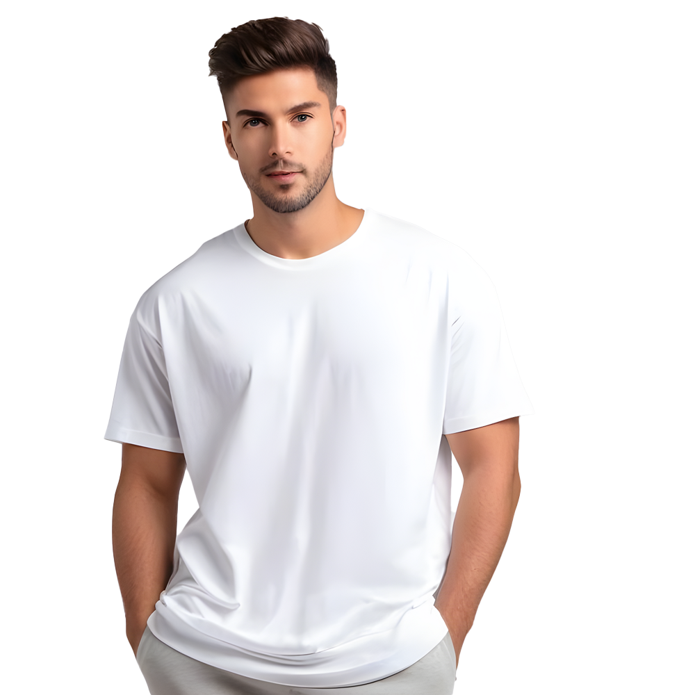 Crisp White Oversized Drop Shoulder Men T-Shirt