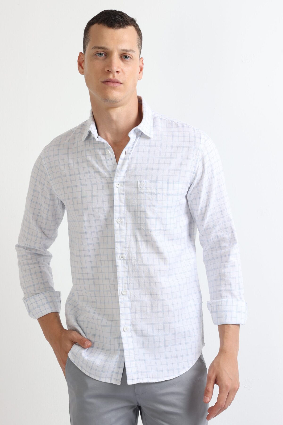 Men Grey  Pocket Shirt | Morning Mist